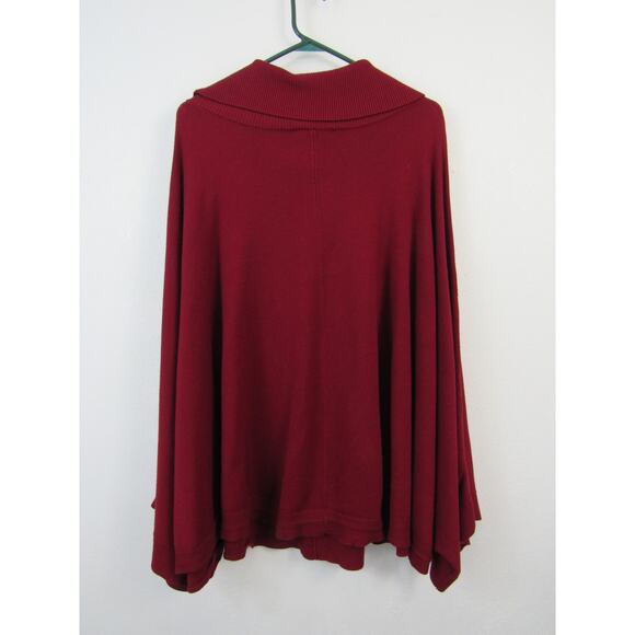 Ellos 2X/4X Turtleneck Poncho Sweater Maroon Holiday Plus Size Layering Casual - Picture 7 of 7